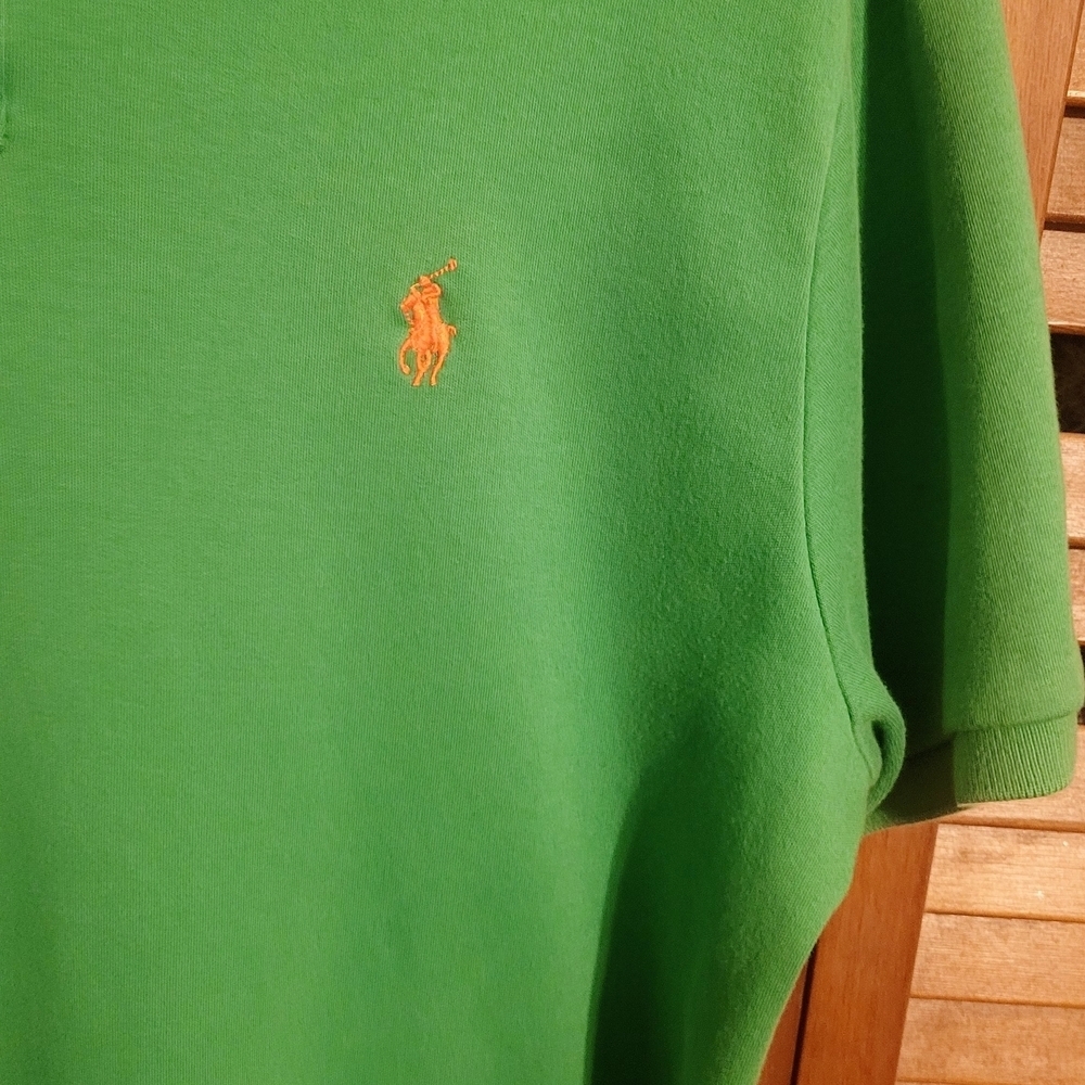 Green Ralph Lauren Classic Polo Shirt. With Fitted Sleeves. Size L custom fit - Picture 2 of 9